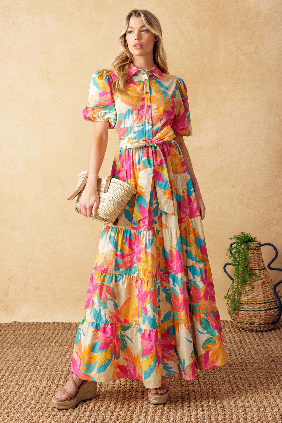 SWEET SOIREE WOVEN MIDI DRESS Flying Tomato